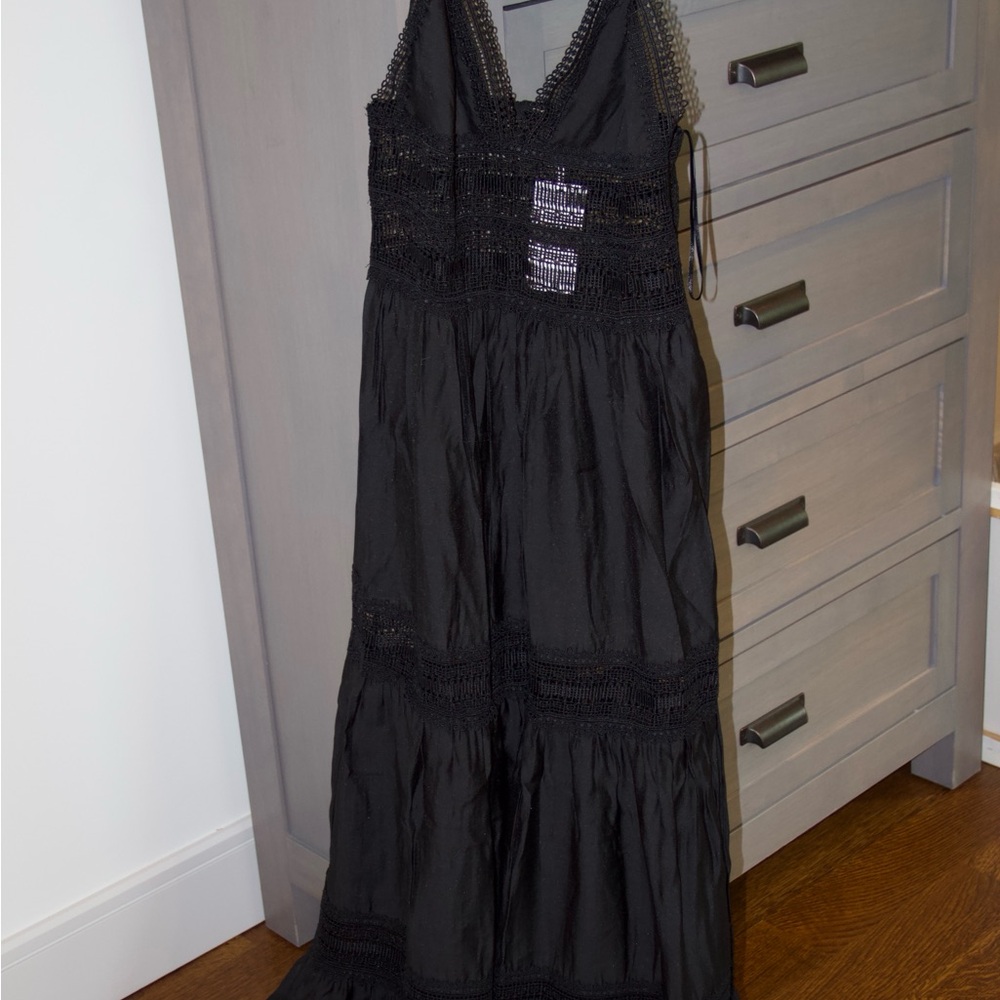 Mango Elegant Black Lace Maxi Dress